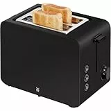 WMF Stelio Toaster 2 Scheiben Edelstahl, Doppelschlitz Toaster mit Brötchenaufsatz, Bagel-Funktion, 7 Bräunungsstufen, 900 W, edelstahl matt schwarz