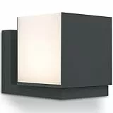 LUTEC LED Außenwandleuchte CUBA, moderne Außenlampe aus Aluminium in Anthrazit und weißem Polycarbonat, Wandleuchte 350° drehbar, mit Lichteffekten an der Wand, moderne Außenlampe