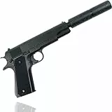 TK Gruppe Timo Klingler 3er Pistolen mit Schalldämpfer Kostüm Erwachsene 6 mm für Fasching Karneval, Polizei, Lara Croft, SWAT, Tomb Raider