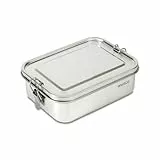 wenco Lunchbox Edelstahl Groß mit 850ml Füllmenge – Brotdose mit Fächern, Entfernbare Trennwand und 2x Silikondichtung enthalten – Wasserdicht, Spülmaschinengeeignet 18,5 x 14,5 x 5cm
