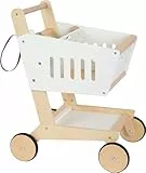 Small Foot Einkaufswagen Fresh aus Holz, Zubehör für den Kaufladen und Supermarkt, Rollenspielzeug ab 3 Jahren, 12403 Toys, Weiß, S
