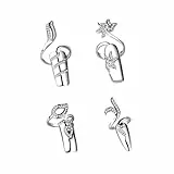 Minkissy Nagel Ring Strass Fingernagel Ringe Nagelspitzen Dekoration für Frauen Dame Maniküre Kunst Dekor Parteibedarf (Silber) 1 Satz / 4 Stück