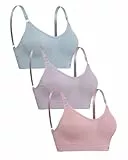 Channo Damen Sport-BH ohne Bügel aus Nylon: Nahtloser, Gepolsterter BH mit Herausnehmbaren Pads – Für Fitness & Alltag - Packung mit 3, Mehrfarbig L/XL