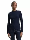 TOM TAILOR Denim Damen Slim Fit Langarmshirt mit Rippstruktur