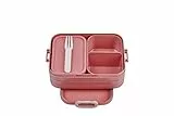 Mepal - Bento Lunchbox Take A Break Midi - Brotdose mit Bento-Box - Meal Prep Box für Sandwiches, Kleine Snacks & Reste - Snack & Mittagessen - Essensbox mit Fächern - 900 ml - Vivid Mauve