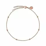 GD GOOD.designs Fußkettchen für Damen Rosegold - Wasserfest - Fußkette mit kleinen Perlen Dots - 18K vergoldet - Frauen Edelstahl Fußschmuck
