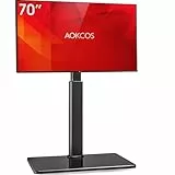 AOKCOS TV Ständer Bodenständer Höhe 1350mm für 32-55 65 70 Zoll Fernseher, Neigbar & Schwenkbar & Höhenverstellbar Fernsehständer, Universal TV Standfüße Standfuss Max VESA 400x400mm 40KG (Schwarz)