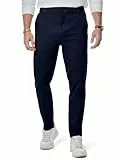 Elegancity Herren Chino Hose Baumwolle Casual Anzughose Stretch Business Hosen Freizeithose mit Elastischem Bund，Marineblau XL