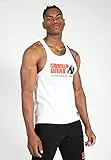 Gorilla Wear Classic Fitness Tank Top - weiß - Bodybuilding Sport Freizeit mit Logo Aufdruck leicht und bequem für optimale Bewegung aus Baumwolle, L