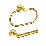Toilettenpapierhalter/Handtuchring, Eolax Gold Bad-Accessoires, Perforierter Rollenhalter und Handtuchhalter aus Edelstahl, Wandmontage, 2 Stück