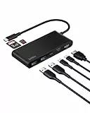 Belkin USB C Hub, 7-in-1 Docking Station, 4K bei 60 Hz, SD, MicroSD, 100 W Power Delivery, 5 Gbit/s Datentransfer, USB-C Adapter für MacBook, iPad Pro, Chromebook usw., Verbessertes HDMI 2.0 – Schwarz