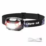 LE Stirnlampe LED Wiederaufladbar, USB Kopflampe mit Rotlicht& 5 Lichtmodi, IPX4 Wasserdichte Mini Stirnlampe für Kinder Erwachsene, Superhell Headlight für Angeln Laufen Camping [inkl. USB Kabel]