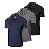 Gaiatiger 3er Pack Poloshirt Herren Männer Hemd Herren Kurzarm Leicht und Atmungsaktiv Sweatshirt Männer Golf Shirts(0427)-Black Grey Navy-2XL