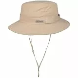 Columbia Packable Bucket Stoffhut Outdoorhut Sonnenhut Fischerhut Anglerhut Damen/Herren - mit Futter, Kinnband Frühling-Sommer Frühjahr Sommer - S/M (55-57 cm) beige
