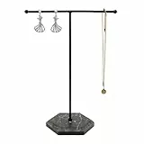 YUNXCNA Schmuckständer, Halskettenhalter, Kettenhalter, Schmuckhalter Kettenhalte, Metall Schmuckständer, Sockel aus Marmor, für Halsketten, Armbänder, Ohrringe, Ringe, Schwarz
