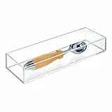 iDesign Schubladenorganizer, mittelgroßer Schubladeneinsatz aus Kunststoff für Besteck und andere Utensilien, Aufbewahrungsbox, durchsichtig, M: 10,2 cm x 30,5 cm