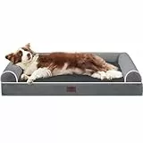 WESTERN HOME Hundebett Grosse Hunde Hundekörbchen Mittelgroße Hunde, Orthopädisches Hundebett Abwaschbar,Hundebetten Mit Rand Dunkelgrau 91x68x16 cm