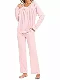 Famulily Frauen 2-teilige Yoga Sets Langarm Lose Sweatshirt Elastische Hosen mit Taschen Trendy Trainingsanzüge Rosa M