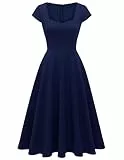 Berylove Cocktail Kleider für Damen Hochzeit Elegante Kleider Damen Abendkleid Kurz Elegant Kleider Damen Festlich 8009 Navy 2XL
