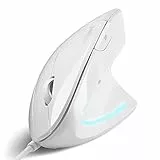 Perixx PERIMICE-513W Vertikale USB-Maus mit Kabel, Weiß – 6 Tasten mit 1000/1600 DPI – Rechtshänder-Design