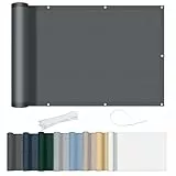 AXT SHADE Balkon Sichtschutz Wetterfest 80x500cm Balkonverkleidung Balkonabdeckung Balkonbespannung Blickdichte Windschutz und UV-Schutz mit Kabelbinder für Balkongeländer-Anthrazit