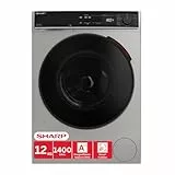 SHARP ES-PRO214SA-DE Waschmaschine (12 kg, EEK A-20%, 1400 U/min.), (WiFi, Inverter Motor, Dampf, AquaStop), Silber