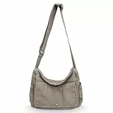 X SIM FITNESSX Canvas Umhängetasche Unisex Schultertasche Messenger Bag aus Oxford-Stoff für Alltag, Büro und Reisen (lichte Grau)