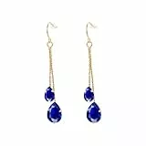 Vissen Blau Zirkonia Ohrringe Damen Vergoldet Lange Kette Hängend Ohrringe Tropfen Modeschmuck