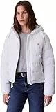 Calvin Klein Damen Steppjacke Lightweight Puffer mit Kapuze, Weiß (Snow White), 2XS