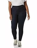 Amazon Essentials Damen Stretch-Schlupf-Jeggings mit mittlerer Leibhöhe - Auslaufmodell, Schwarze Spülung, 44 Lang