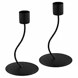 2er Set Kerzenständer, Schwarze Kerzenhalter für Stabkerzen, Vintage Design für Abendessen, Hochzeit, Haus- und Kamindekoration