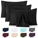 Utopia Bedding – 4er-Set Kissenbezüge – 40 x 80 cm – Oeko-TEX – Gebürstete Mikrofaser, 100% Polyester, mit Umschlagverschluss (Kissenfüllung Nicht enthalten), nur Kissenbezug – Schwarz