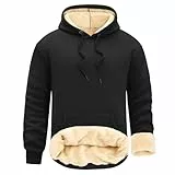 UMIPUBO Pullover Herren Hoodie Sweatshirt mit Kapuze Winter Warm Fleecepullover Thermo Kapuzenpullover Männer Baumwolle Fleecejacke Winterpullover(Schwarz,XXL)