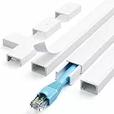 Einschnur Kabelkanal, 1.2M Selbstklebend Weiss Mini, Lackierbarer zum Verstecken eines Netzkabels, Lautsprecherkabels oder TV-Kabels zu Hause oder im Büro - 3X L400mm, B15mm, H10mm
