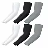 Supmovo Ärmlinge 6 Paare Kühlung UV-Schutz, Arm Sleeves Tattoo Cover für Frauen Männer Radsport Golf Radfahren (Schwarz Weiß Grau)