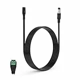 Lonnky 3-Meter-Verlängerungskabel mit DC 2,1 mm x 5,5 mm Stecker auf Buchse, 12V 1A Buchse, für Adapter, LED-Leuchten, CCTV, Autos, Monitore - Schwarz
