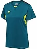 hummel Damen Hmlauthentic Pl Jersey S/S Woman T-Shirt, Blue Coral/Sulphur Spring, M EU