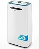 Pro Breeze Luftentfeuchter 20L in 24h Entfeuchtungsleistung - Raumgröße ca. 195m³ (~30 m²) - mit 4 Betriebsarten, Digitalanzeige, Ablaufschlauch, Wäschetrocknung, Timer - Gegen Feuchtigkeit, Schimmel