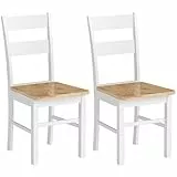 HOMCOM Esszimmerstühle 2er Set Küchenstuhl mit Rückenlehne, Armlose Stühle, Wohnzimmerstuhl aus Holz für Esstisch, Eiche