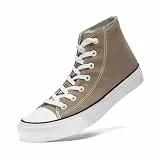 sharllen High Top Sneakers Damen Canvas Stoffschuhe Damen Atmungsaktive Turnschuhe Freizeit Leicht Stoff Schuhe Leinenschuhe Segeltuchschuhe(Brown 255 EU39)