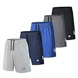 fovdtaa 5er-Pack Herren-Sport-Shorts, athletische Shorts mit Taschen und elastischem Bund, schnell trocknende Workout-Shorts für Herren, Laufhose, XXL
