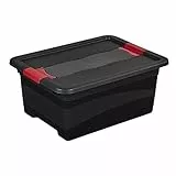 keeeper Transportbehälter mit Deckel und Schiebeverschluss, Extra Stabil, 39,5 x 29,5 x 17,5 cm, 12 l, Eckhart, Graphit Grau, Graphite