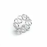 Silverly Zehenring aus Sterlingsilber mit Wellenmuster für Damen | Minimalistischer Zehenring mit Ozeanwelle | Midi Finger Pinky 925 Silber Ringe | Verstellbarer Ring mit Gewelltem Scroll-Design