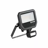 LEDVANCE LED Flutlicht - 17W 4000K Bewegungsmelder, IP66 bewertet, schwarz, rund, Industriestil, 2400LM, 17W, 220V, Wandmontage, Bewegungsmelder-Flutlicht