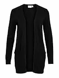 Vila Clothes Damen Strickjacke VIRIL L/S Open Knit Cardigan - NOOS 14044041, Einfarbig, Gr. 42 (Herstellergröße: XL), Schwarz (Black)