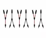 GENORTH 6 mm² Solarkabel Y Verteiler,10AWG Solarpanel Y Stecker Solar 1Y2 3 Paar MMF und FFM,PV Y kabel für Solaranlage Photovoltaik (Rot + Schwarz)