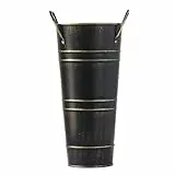 Schirmständer Regenschirmständer Multifunktion Umbrella Holder/Dekorative Vase/Blumeneimer,Vintage Regenschirmständer Aus Metall,Regenschirm Ständer Mit Griffen Für Eingang Flur Zuhause Büro (Black)