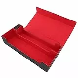POENVFPO Kartenaufbewahrungsbox aus PU-Leder, Großes Fassungsvermögen, Fasst über 550 Spielkarten, Sammelkarten, Visitenkarten, mit Magnetverschluss, für Sichere Aufbewahrung und (Schwarz Rot)