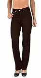 ESRA Damen Hose Straight Leg Hose High-Waist Damen Regular Stretch Stoffhose Business-Hose bis Übergröße Große Größe T101