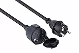 Electraline 01658 Verlängerungskabel IP44 (5m Kabel, H07RN-F 3G2.5, für den Außenbereich und den Einsatz auf Baustellen) schwarz, Schwartz